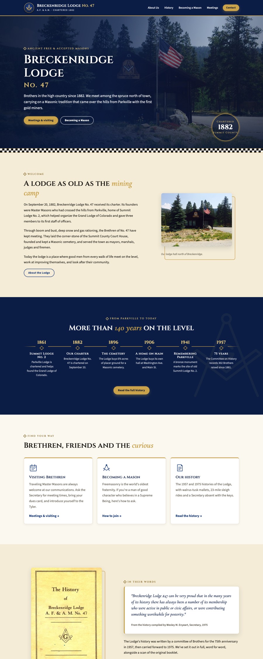 Breckenridge Lodge No. 47 Masonic lodge website, designed and hosted by Web Design Freedom