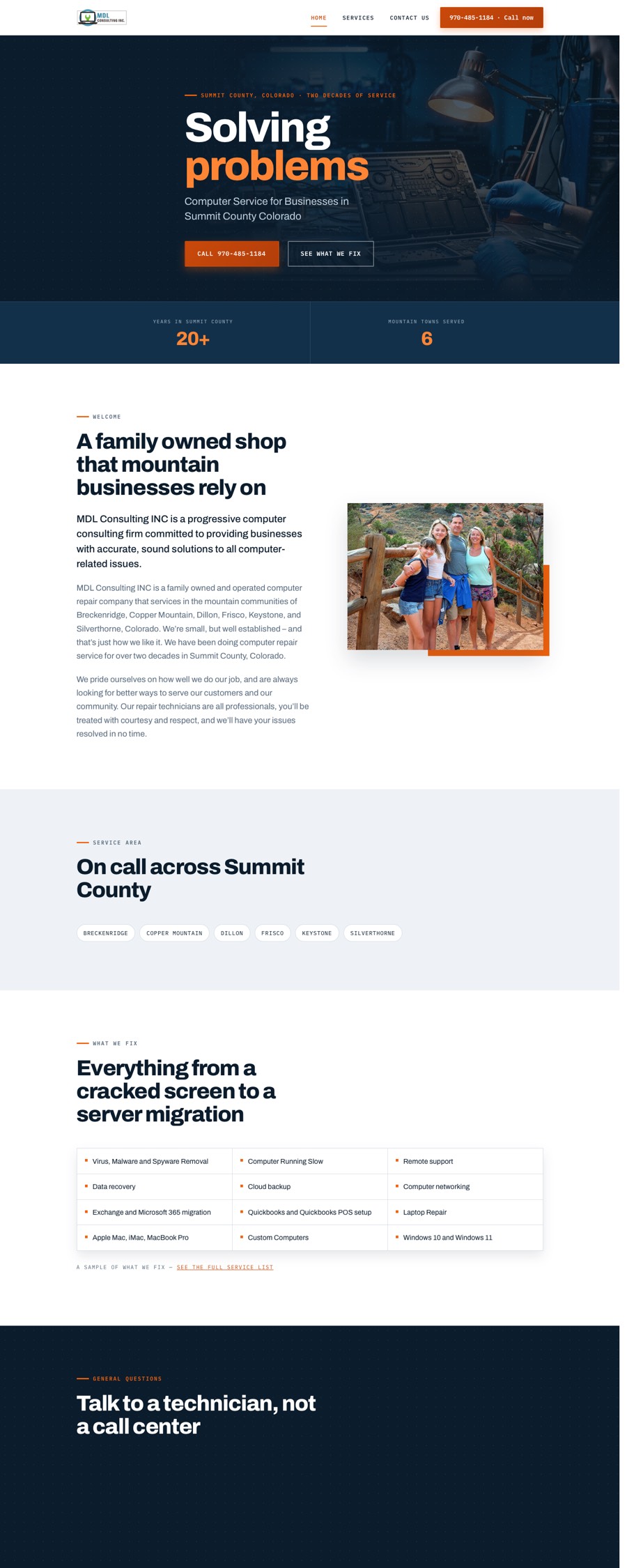 MDL Consulting computer repair website, designed and hosted by Web Design Freedom
