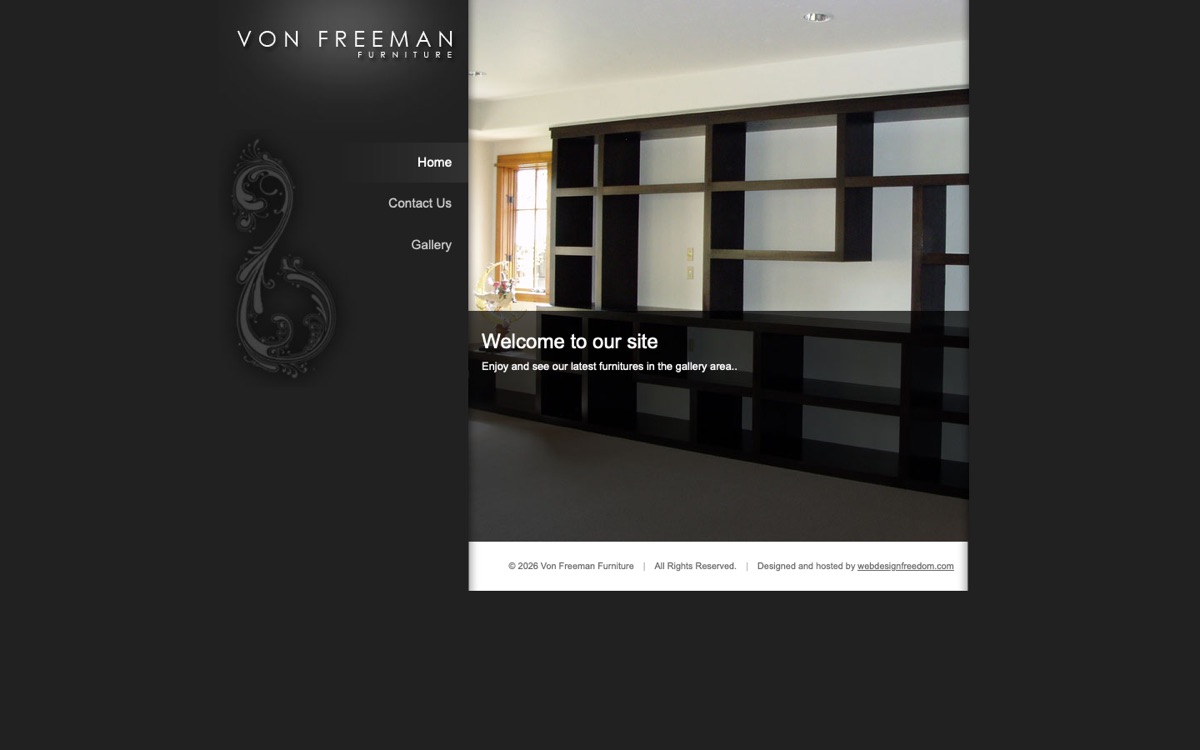 Von Freeman Furniture handmade furniture website, designed and hosted by Web Design Freedom